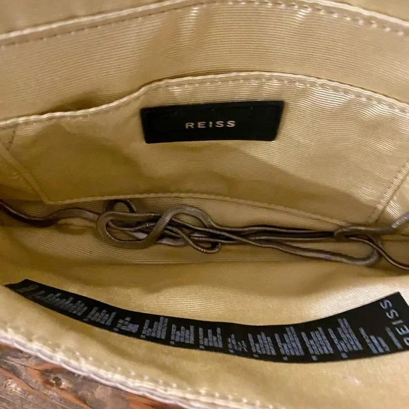 NWT Reiss Sparkly Purse Evening Bag Shoulder Clutch Peach Pinkish Bling - Picture 10 of 11